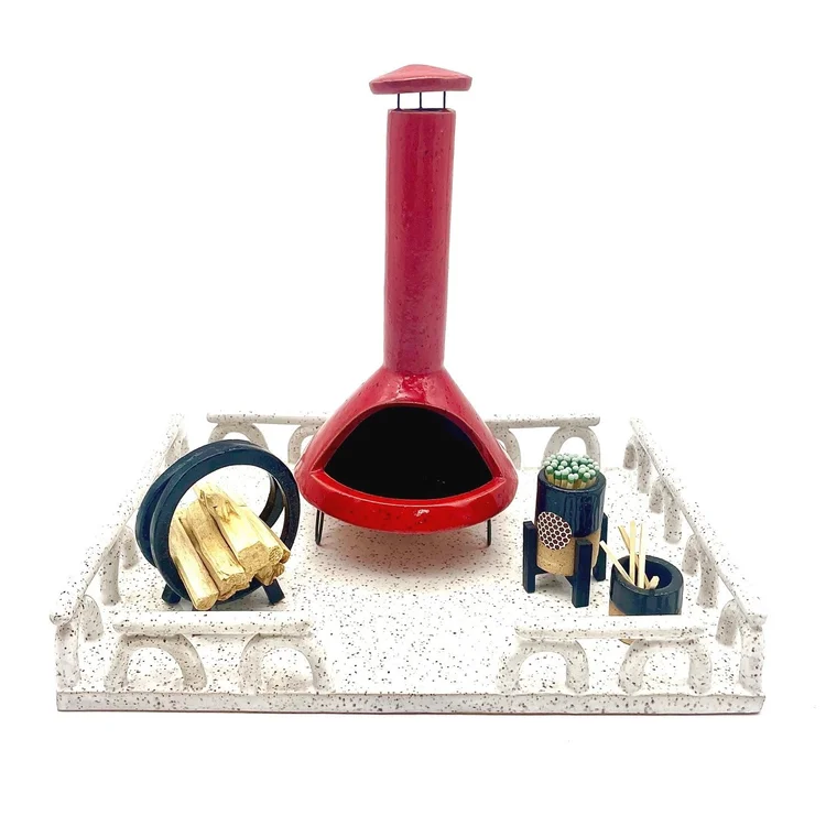 Mini Ceramic Fireplace Incense Burner – Retro Home Decor & Aromatherapy Accent Piece