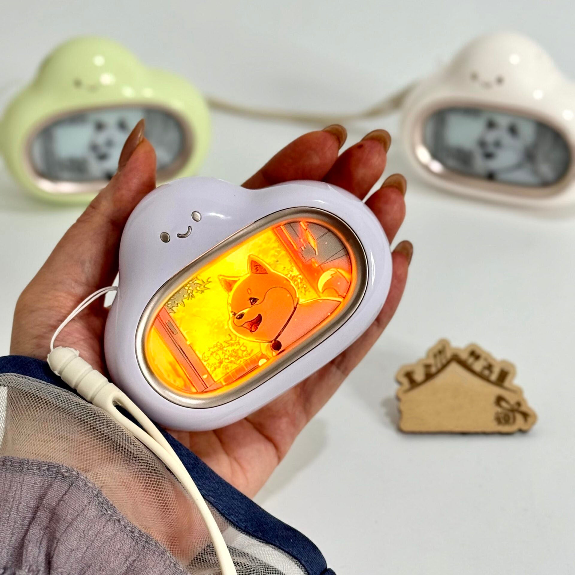 Rechargeable Cloud-Shaped Hand Warmer with LED Light