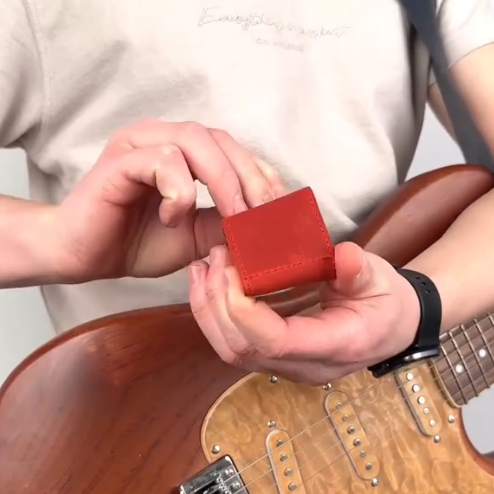 2-in-1 Classic Guitar Strap & Pick Holder – Genuine Leather Adjustable Strap with Pick Case