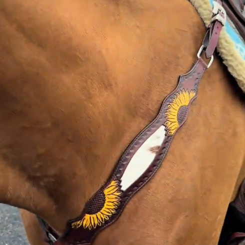 Sunflower Halter & Chest Strap Set – Premium Leather Horse Tack