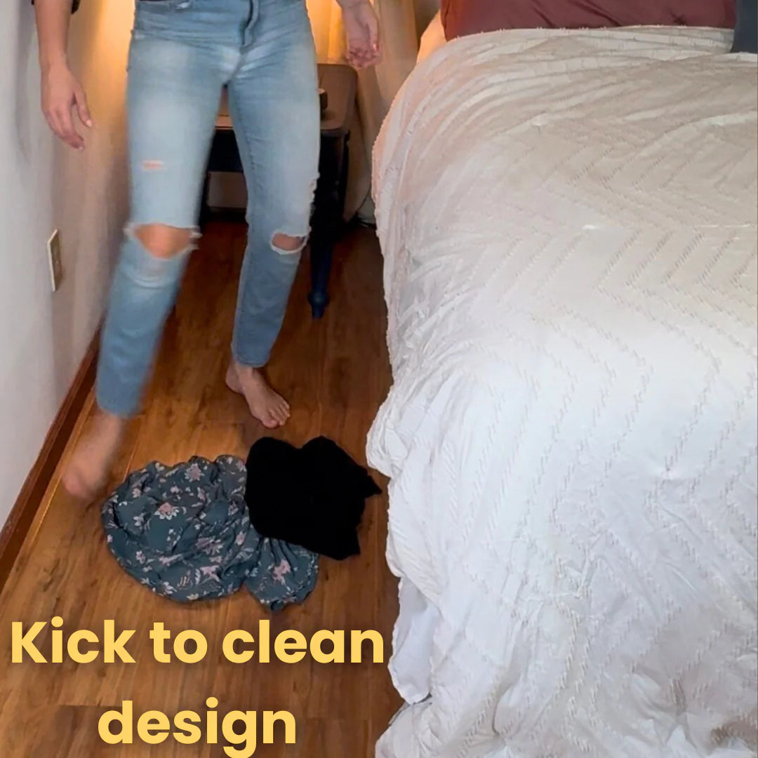 No-Bend Handle Laundry Hamper – Kick-Activated Under-Bed Hamper with Magnetic No-Bend Retrieval System