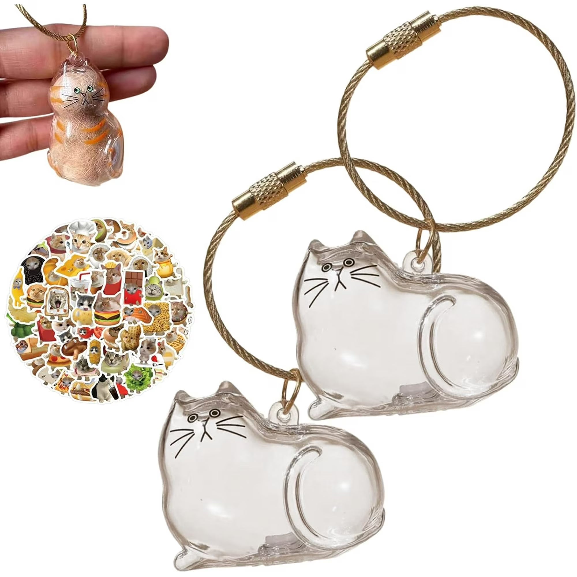 Cat Hair Memory Capsule Pendant - Transparent Cat Hair Storage Bottle, Cat Hair Memory Keychain