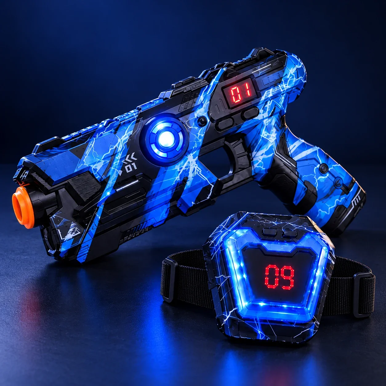 4-Player Laser Tag Battle Set – Light-Up Gear, Digital Life Tracking, No Projectiles