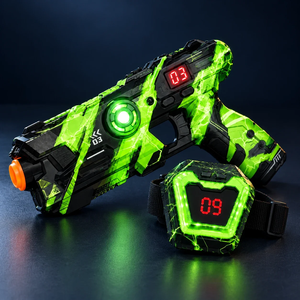 4-Player Laser Tag Battle Set – Light-Up Gear, Digital Life Tracking, No Projectiles