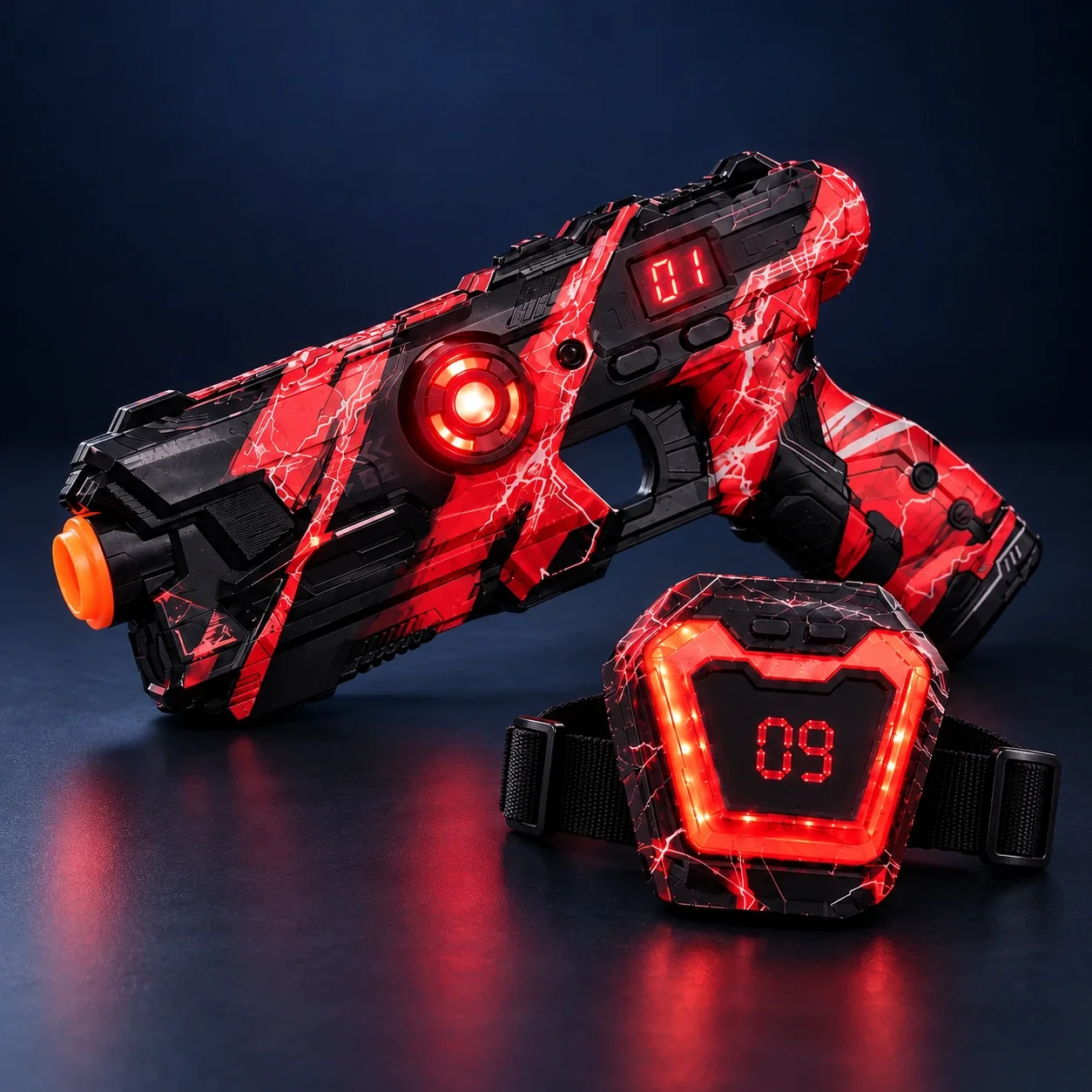 4-Player Laser Tag Battle Set – Light-Up Gear, Digital Life Tracking, No Projectiles