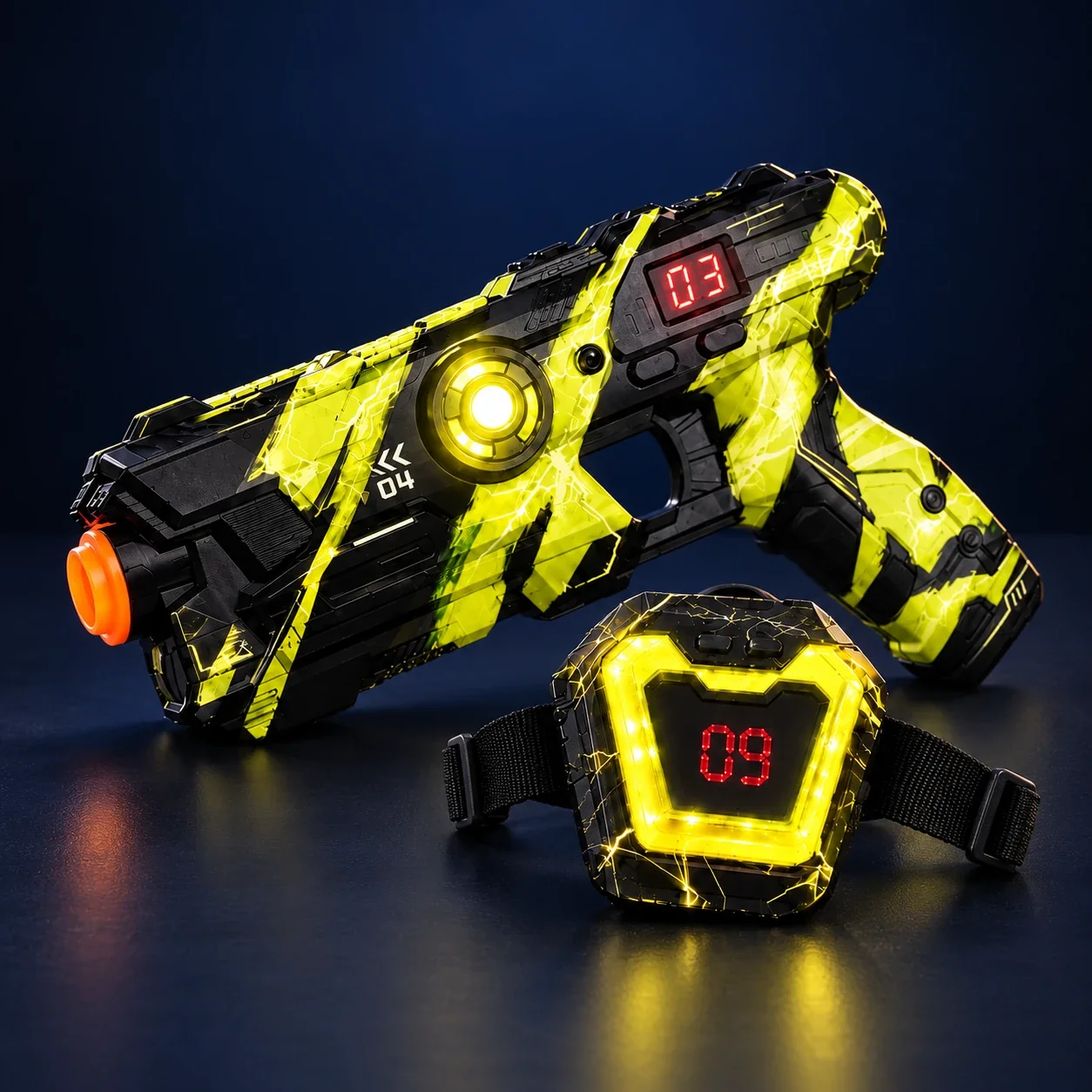 4-Player Laser Tag Battle Set – Light-Up Gear, Digital Life Tracking, No Projectiles