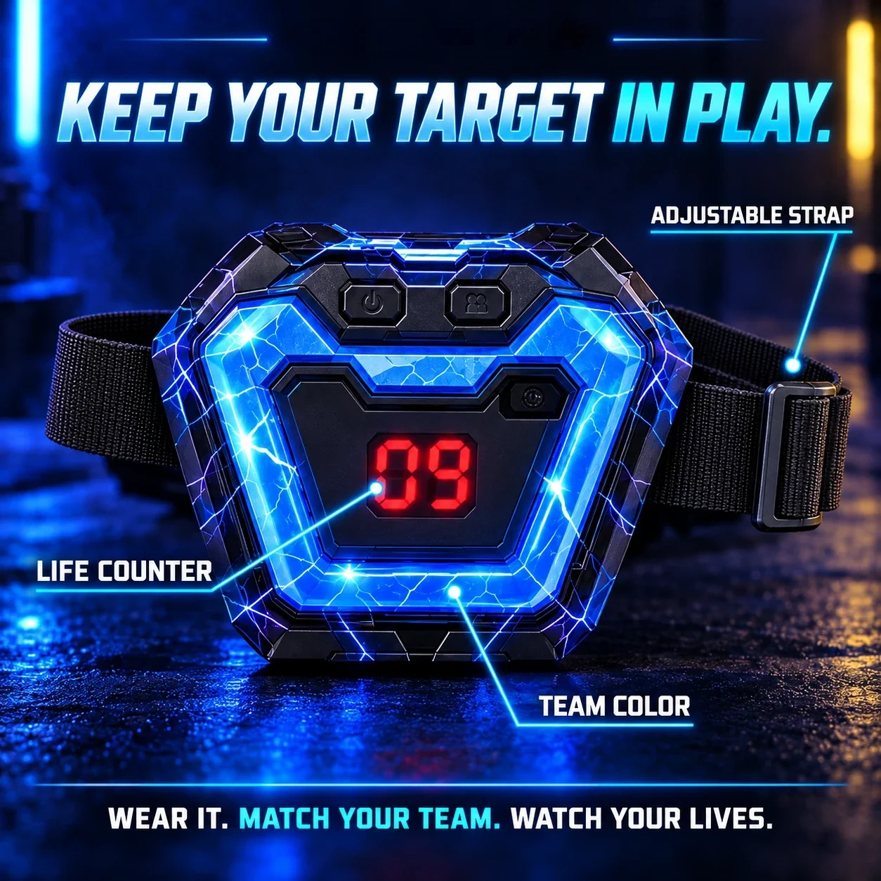 4-Player Laser Tag Battle Set – Light-Up Gear, Digital Life Tracking, No Projectiles