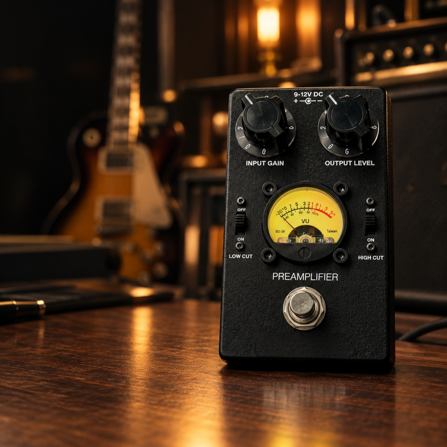Analog preamp with illuminated VU meter