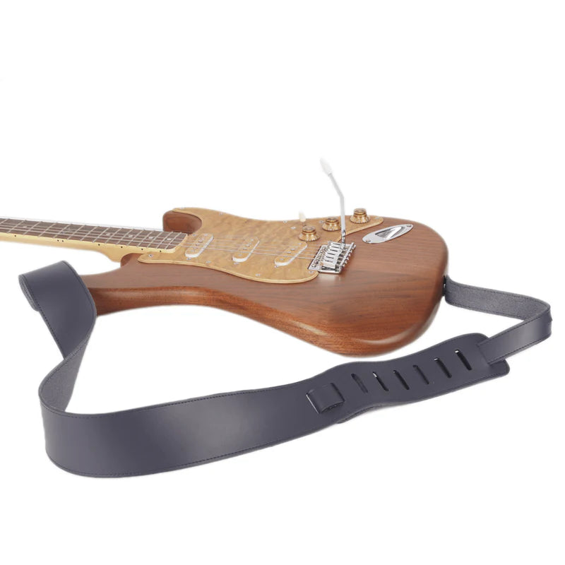 2-in-1 Classic Guitar Strap & Pick Holder – Genuine Leather Adjustable Strap with Pick Case