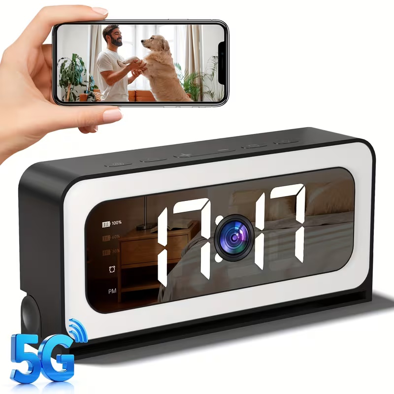 Smart Alarm Clock Camera – WiFi Indoor Monitor with Night Vision