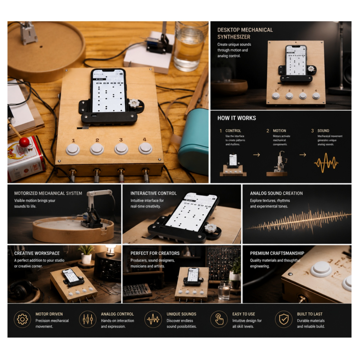 Interactive Mechanical Synthesizer – Motorized Analog Music Creation Instrument