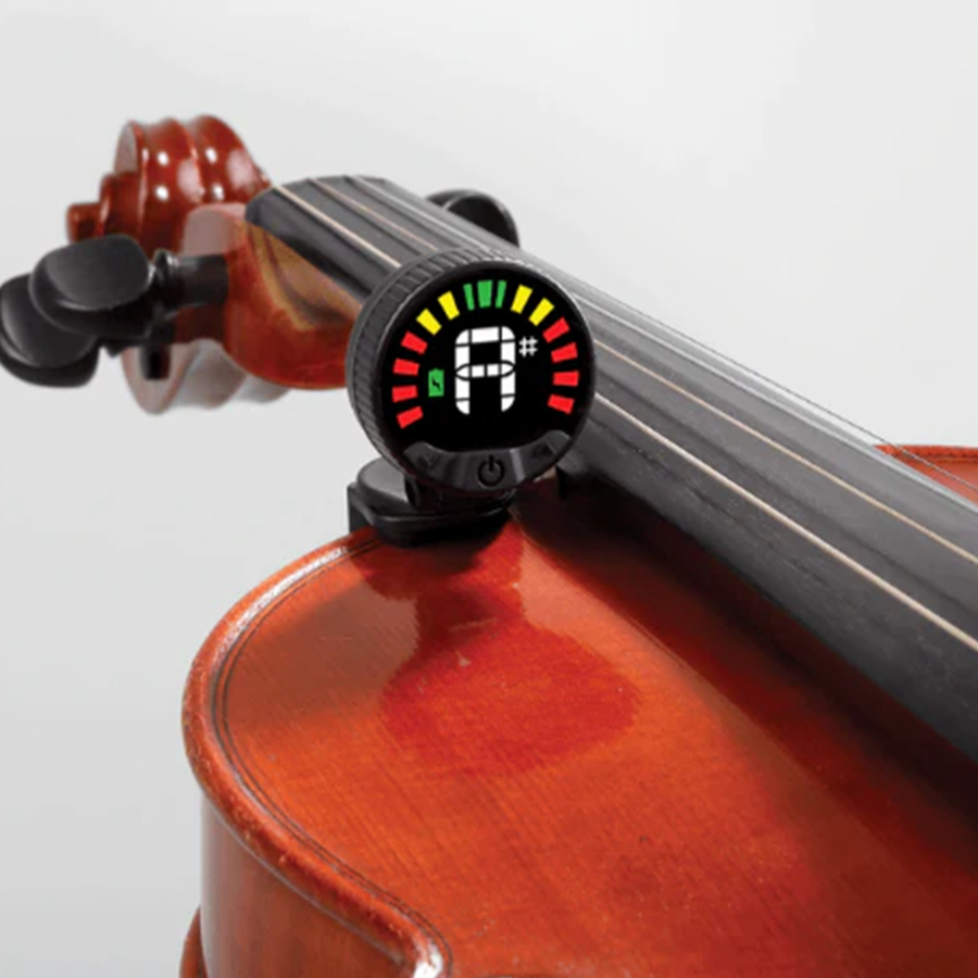 Portable rechargeable violin tuner in stainless steel