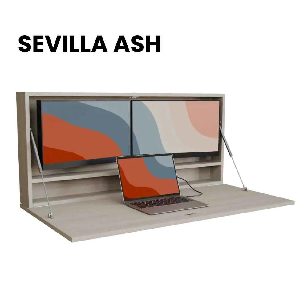 Fold-Out Wall Desk for Small Spaces – Fits 29" Monitor, 50kg, Lockable