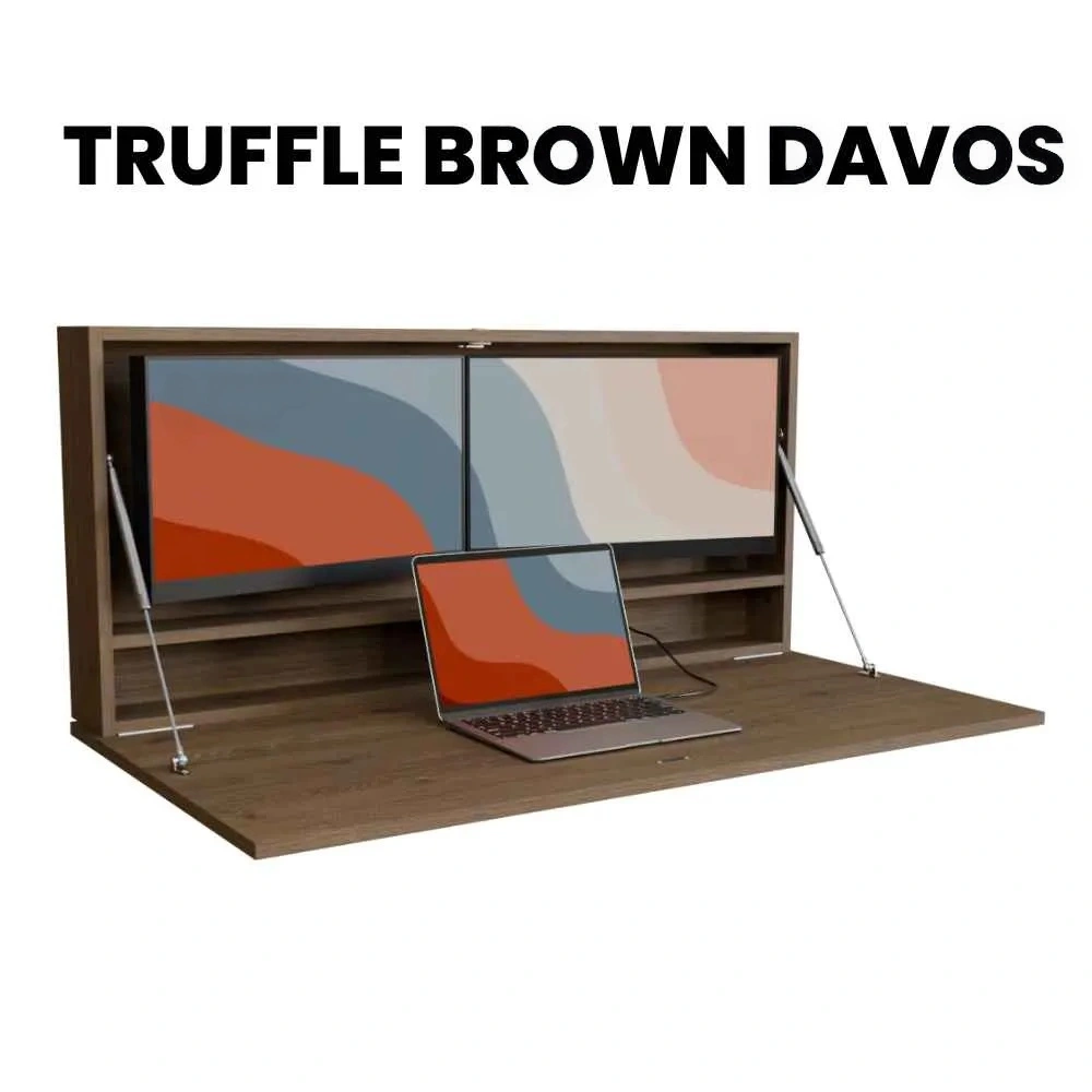 Fold-Out Wall Desk for Small Spaces – Fits 29" Monitor, 50kg, Lockable
