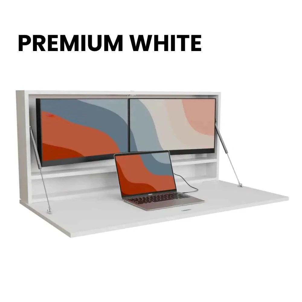Fold-Out Wall Desk for Small Spaces – Fits 29" Monitor, 50kg, Lockable