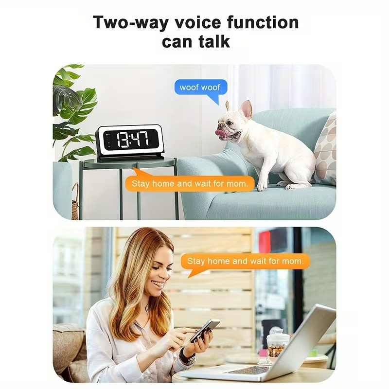 Smart Alarm Clock Camera – WiFi Indoor Monitor with Night Vision