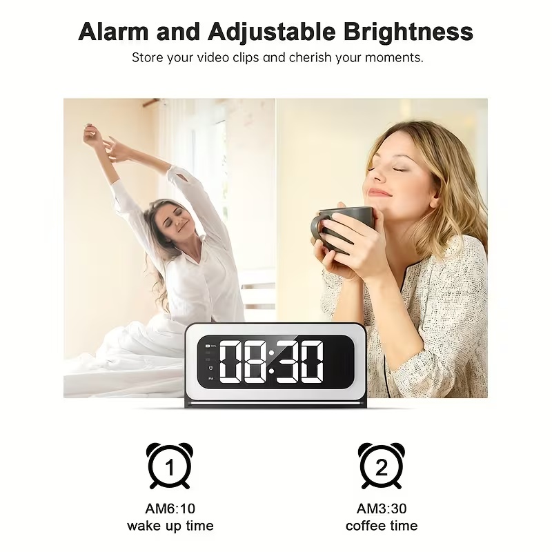 Smart Alarm Clock Camera – WiFi Indoor Monitor with Night Vision