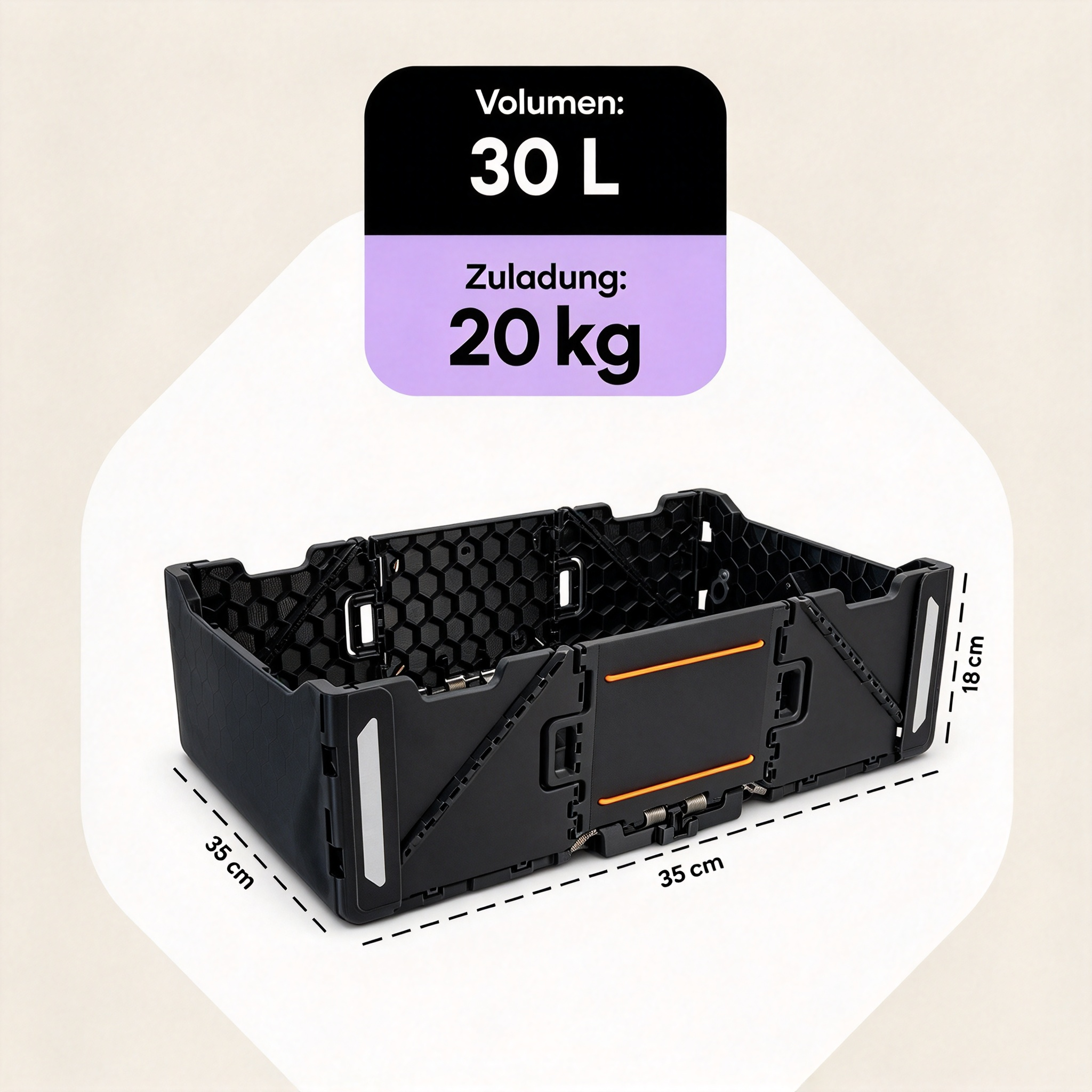 1-Second Foldable Bike Cargo Box – 30L Capacity, 20kg Load, Anti-Theft Mount