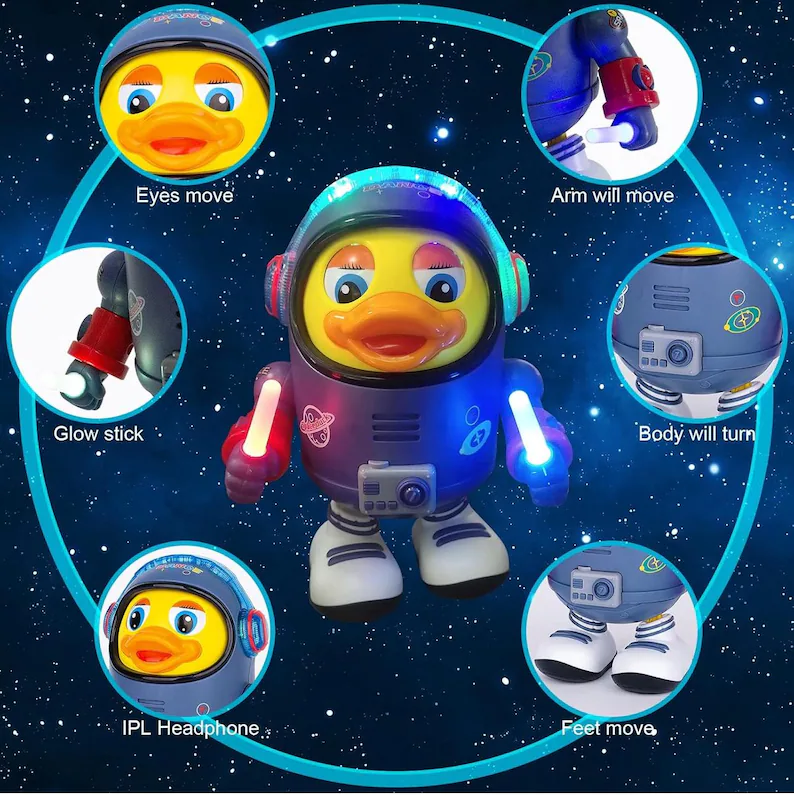 Switch-Activated Dancing Space Duck Toy – Interactive Light & Music Play
