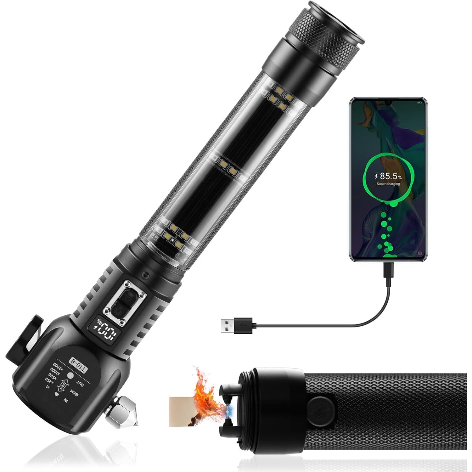 Rechargeable car emergency flashlight tool