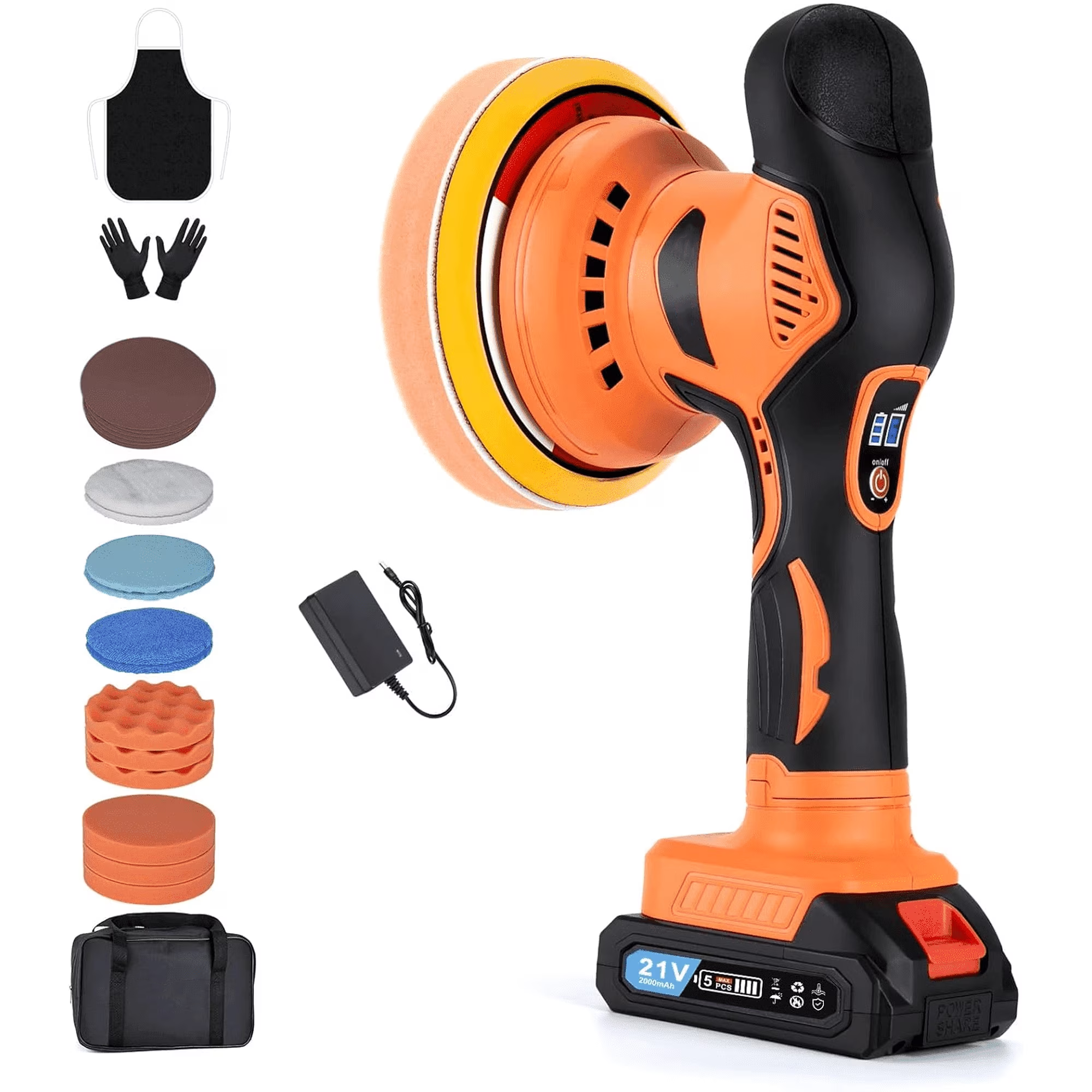 Cordless Car Buffer Polisher – 21V 2×4.0Ah Batteries