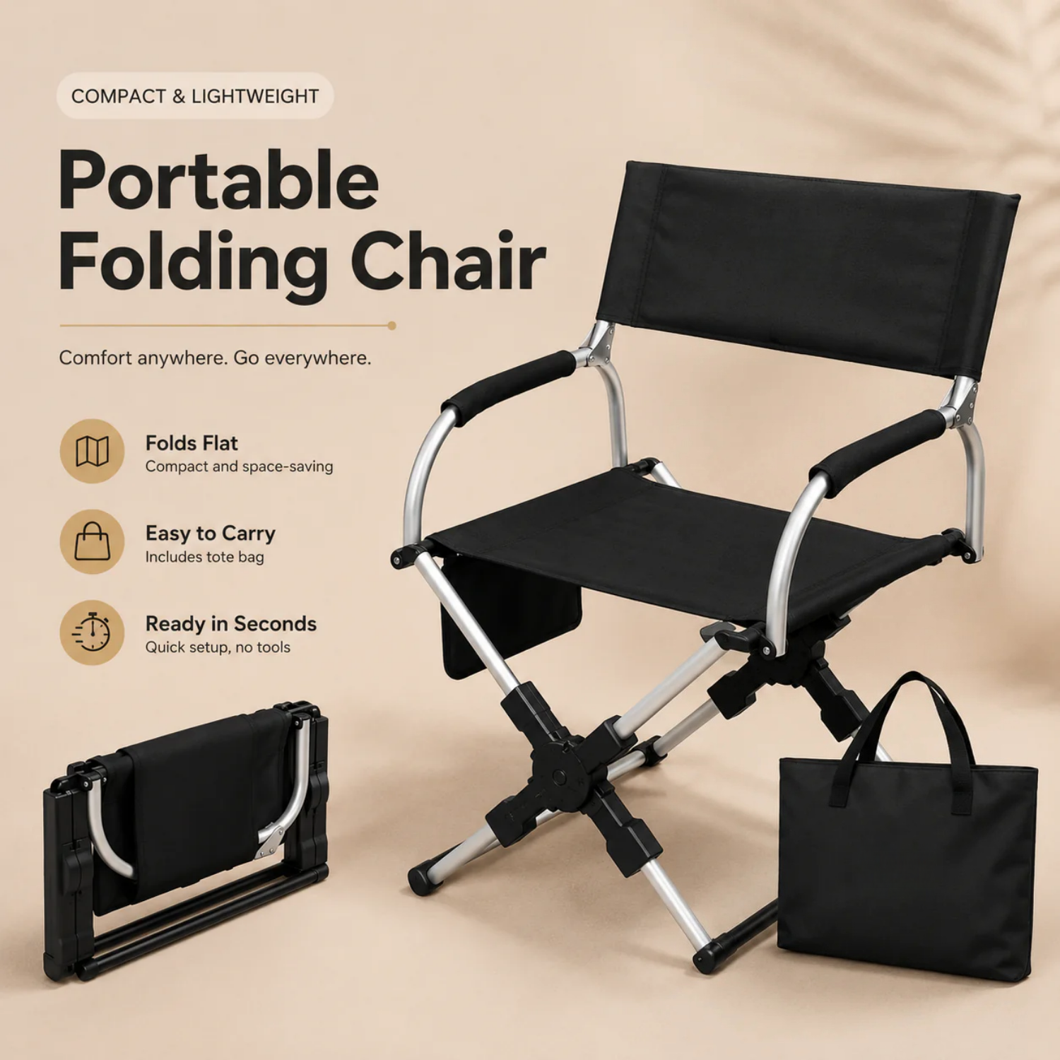 Aluminum Alloy Folding Camp Chair – Lightweight & Durable