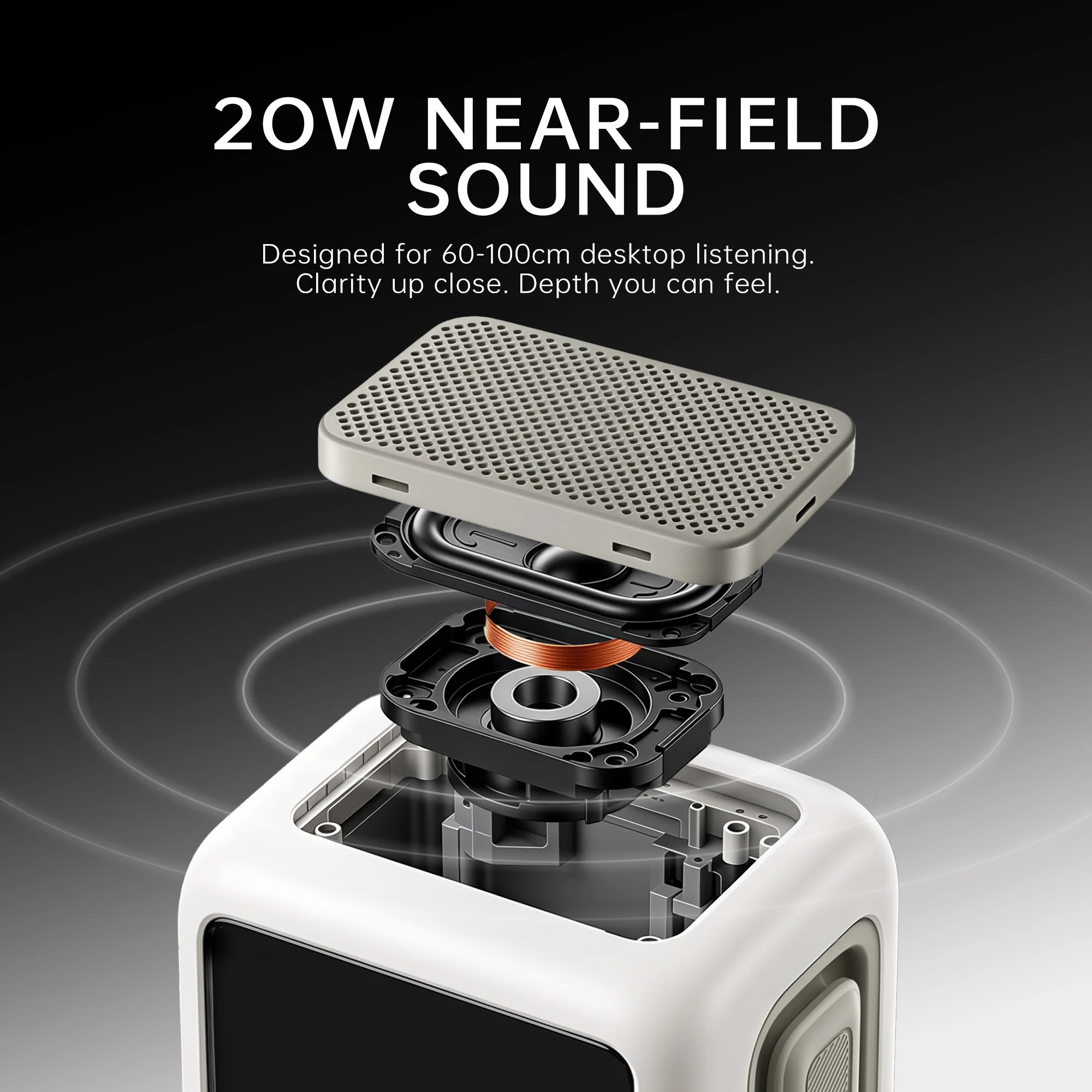 Desktop Speaker with Pixel Display – Custom Art, Weather, Clock & Music Visualizer