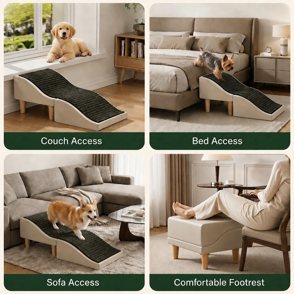 Indoor Pet Ramp – 2-in-1 Convertible Ramp & Footrest