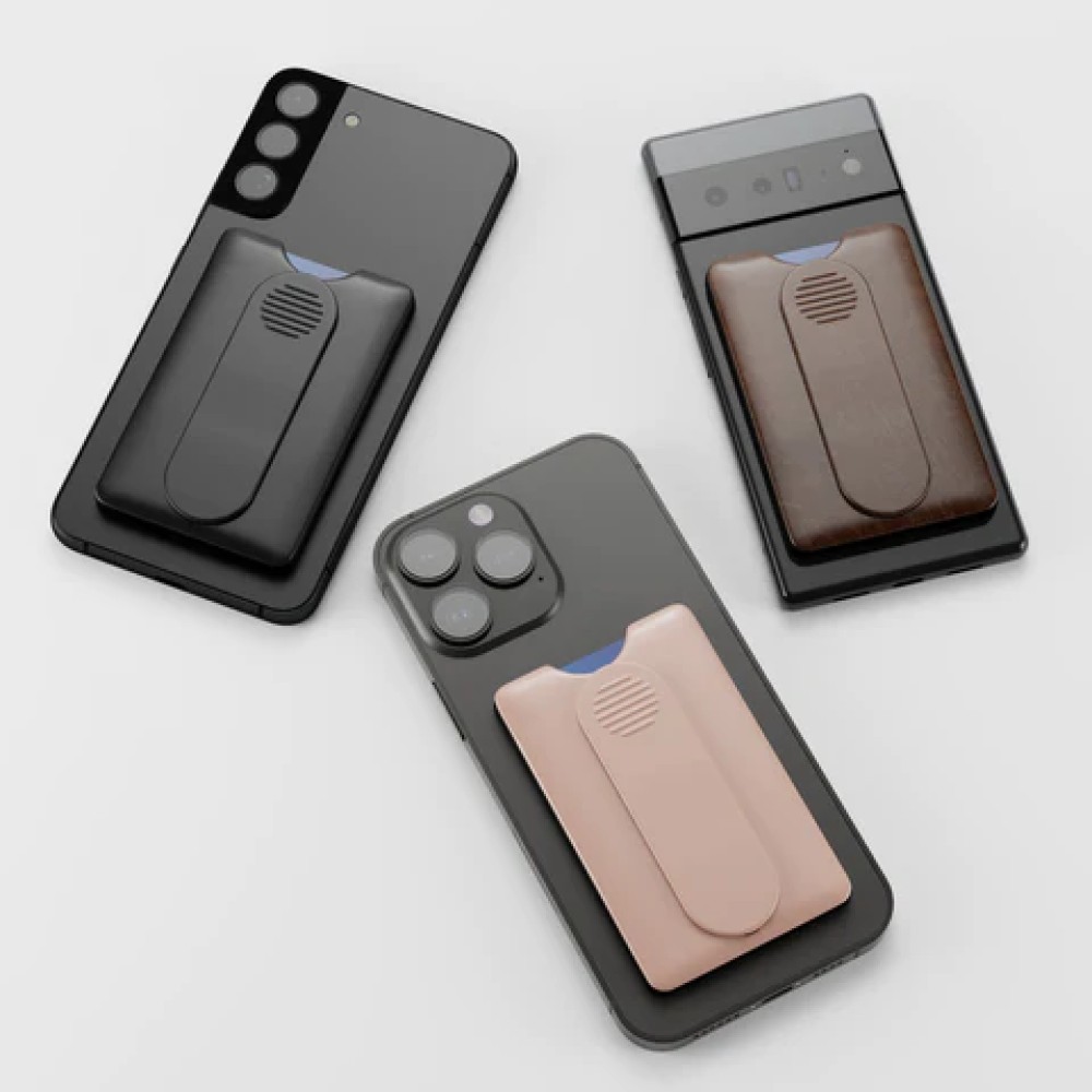 3-in-1 Phone Wallet Grip – Slim Card Holder, Finger Strap & Hands-Free Stand
