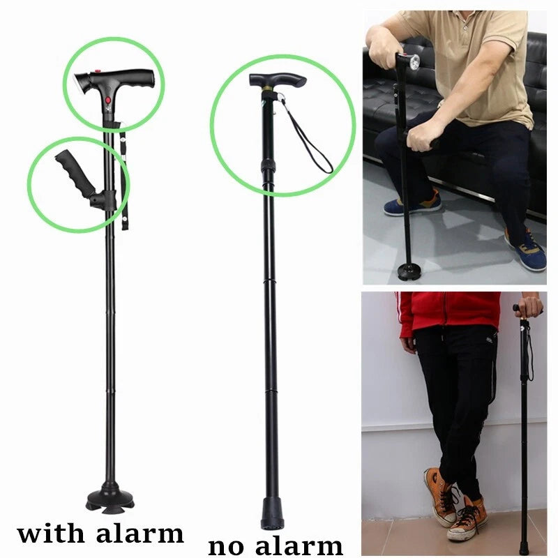 Telescopic folding cane/walking stick (with or without alarm)