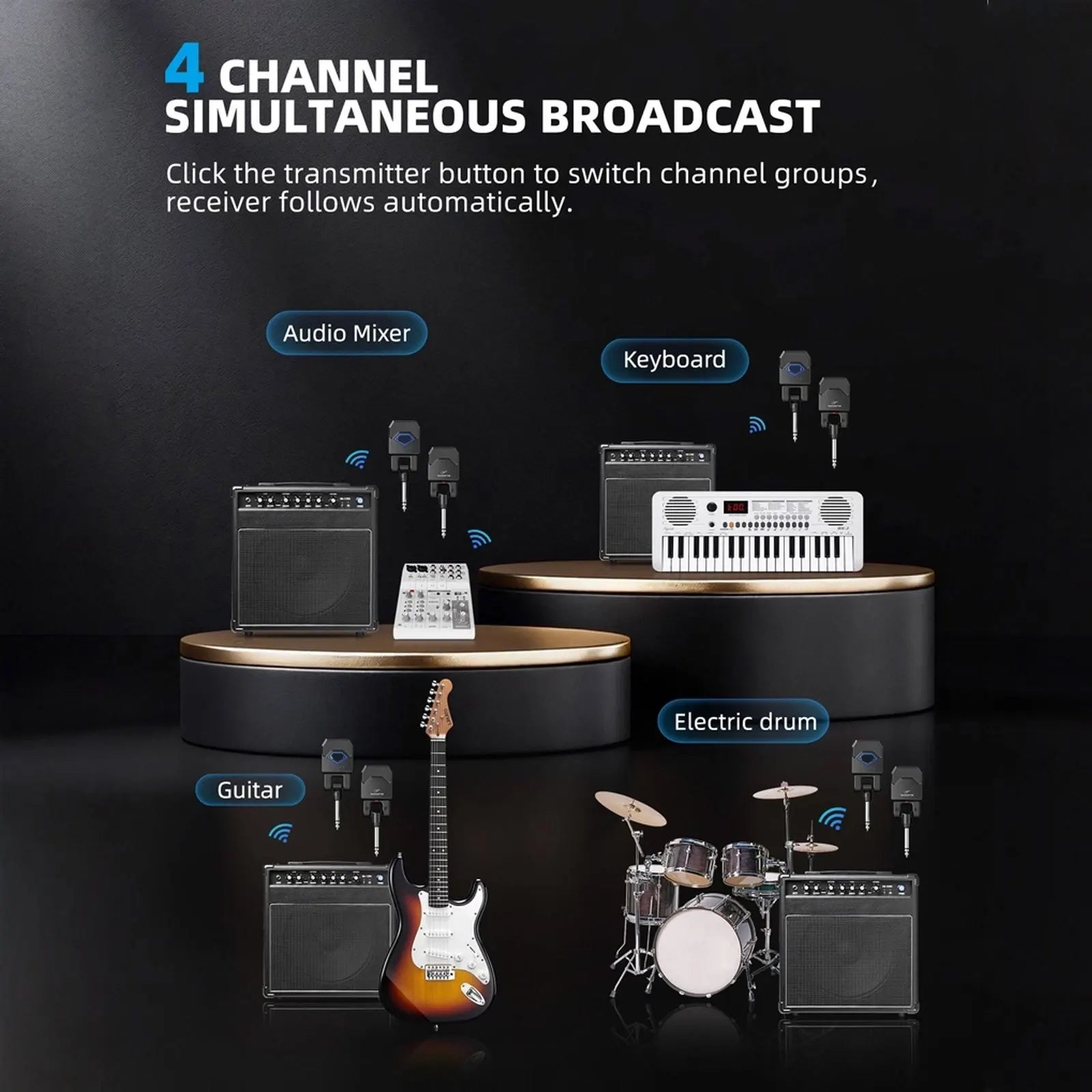 2.4GHz Wireless Guitar System – Upgraded with Charging Box