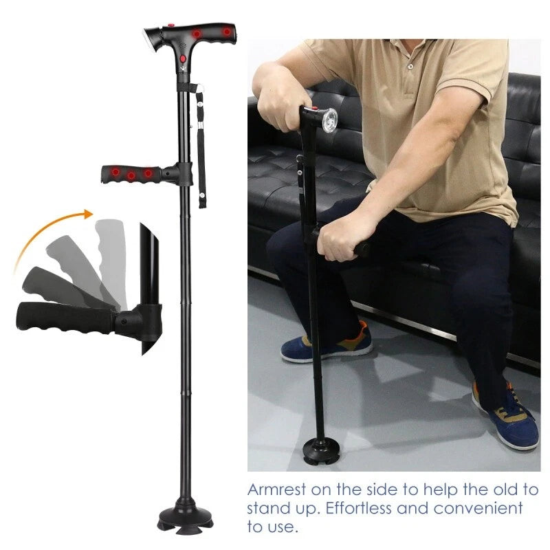 Telescopic folding cane/walking stick (with or without alarm)