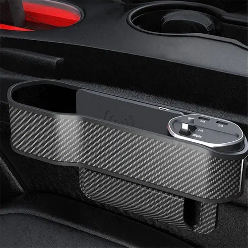Car Seat Gap Organizer with Wireless Charger – iPhone & Android Compatible