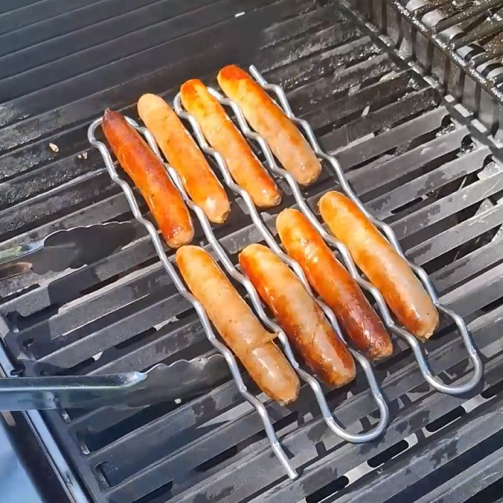Slim 8 Sausage Rack and Rotisserie for BBQ - 360° Rotating - Ideal for Hot Dogs and Grilled Foods