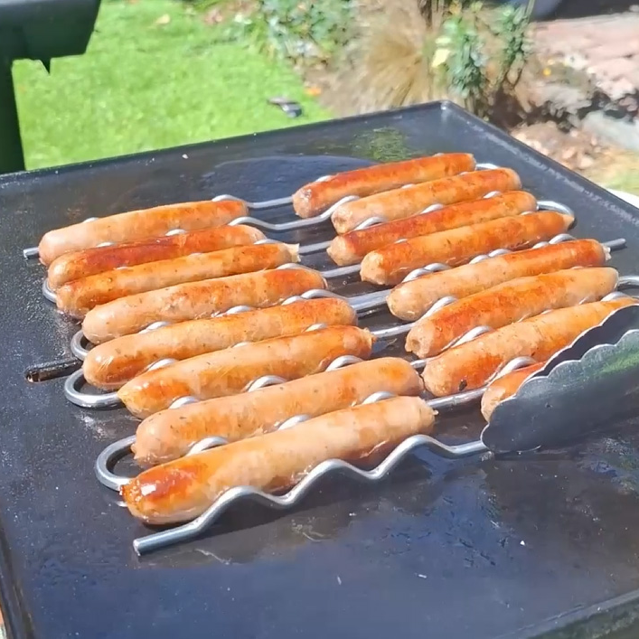 Slim 8 Sausage Rack and Rotisserie for BBQ - 360° Rotating - Ideal for Hot Dogs and Grilled Foods