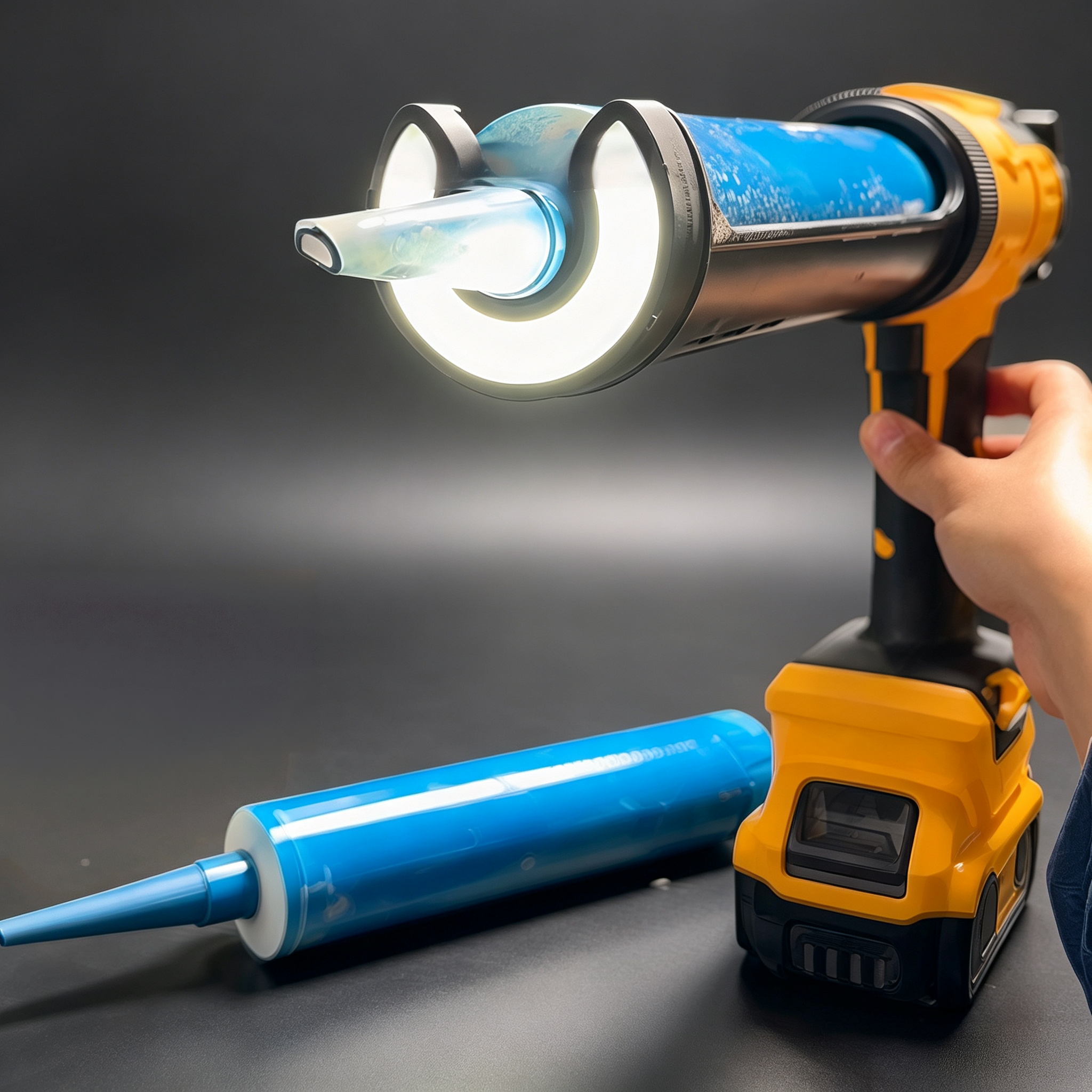 Cordless Electric Caulking Gun – 882 lbs Thrust, 6 Speeds, Dual Batteries, 27-Piece Accessory Kit