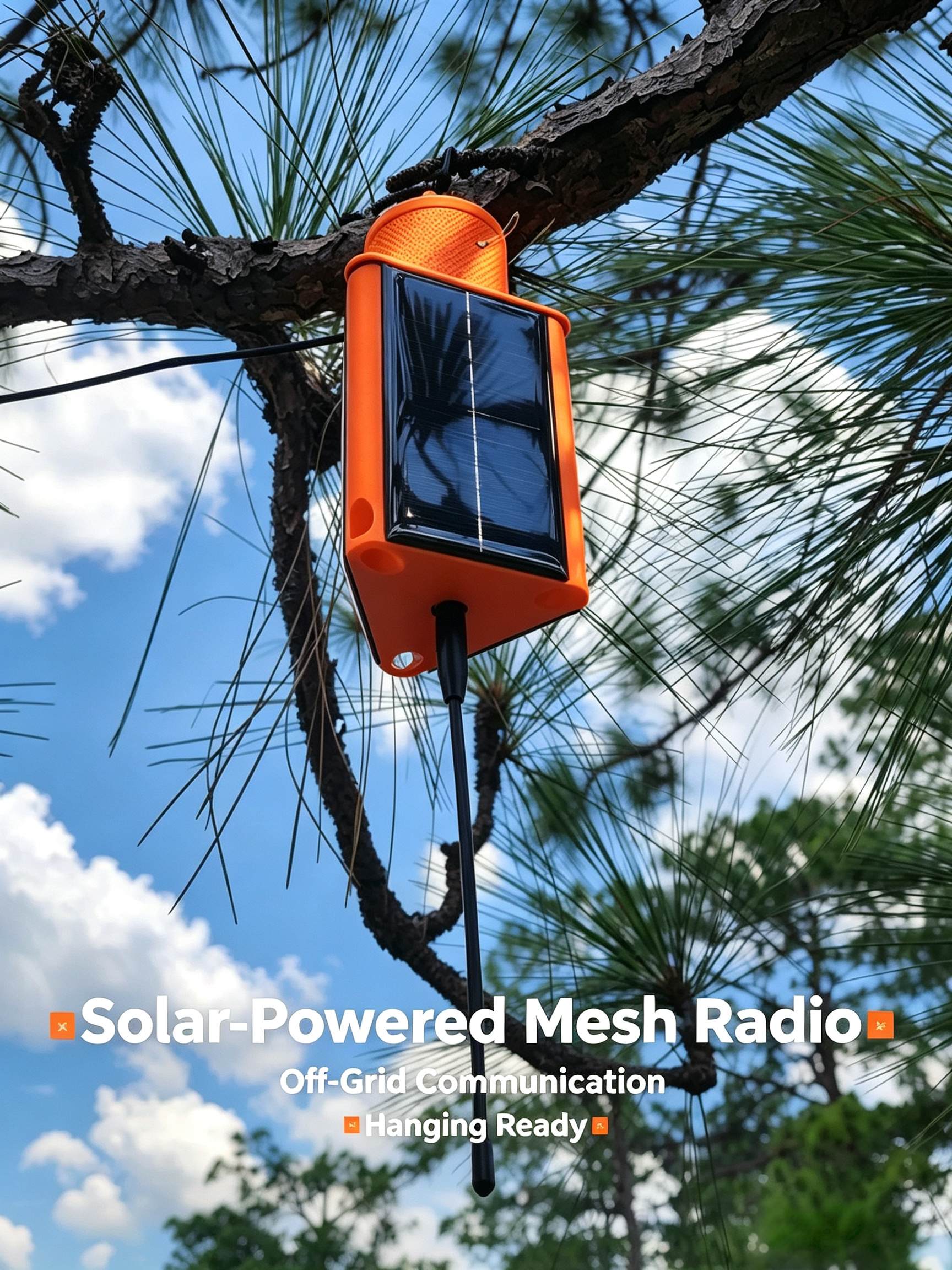 Solar Powered Mesh Radio-Off-Grid Long Range Communication Device for Outdoor Adventures
