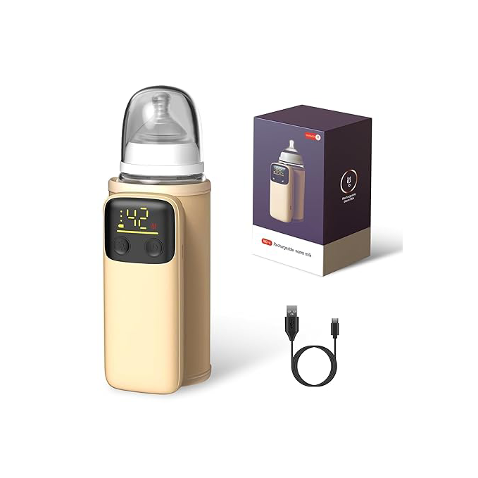 Portable travel bottle warmer, 6000mAh rechargeable