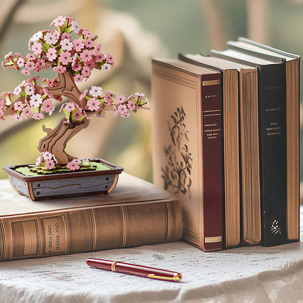 3D Wooden Puzzle Flower for Adults – DIY Sakura Bonsai Tree Plants for Home Table Decor