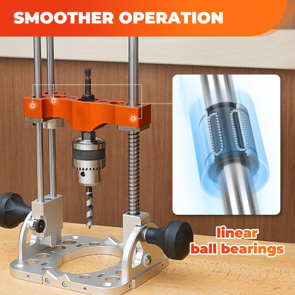 Portable drilling guide with bushed ball bearing guide rod