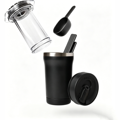 Small Portable Coffee Maker Kit – 3-in-1 French Press, Pour-Over