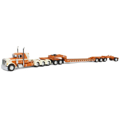 1:64 Scale Semi Truck Model — Diecast Tractor & Lowboy Trailer Display Set