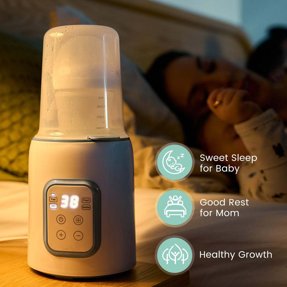 8-in-1 Fast Baby Bottle Warmer with Timer – Safe for Breastmilk Nutrients