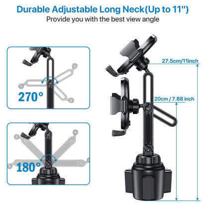Car Cup Holder Phone Mount | Universal Adjustable Long Neck Design