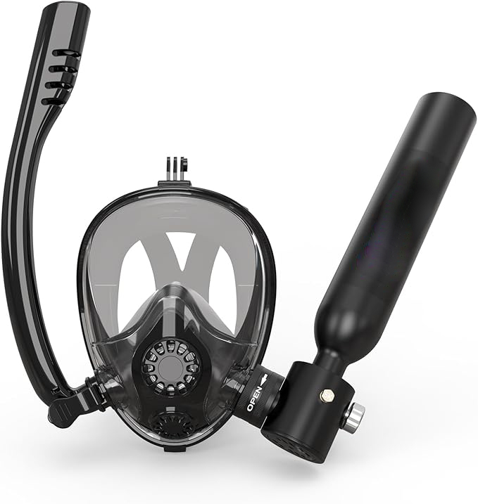 Full Face Snorkel Mask Set — Easy Breathing Mask with Mini Air Tank