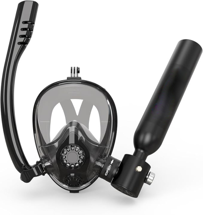 Full Face Snorkel Mask Set — Easy Breathing Mask with Mini Air Tank