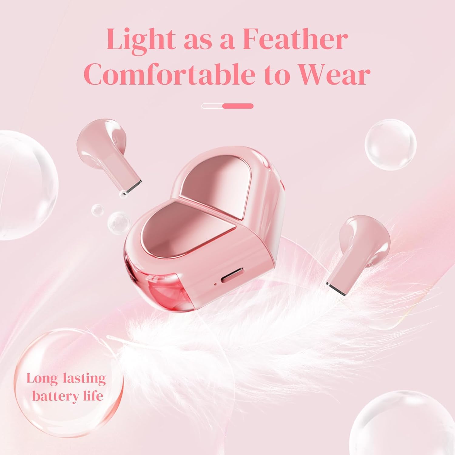 Heart Wireless Earbuds – Cute Mini Bluetooth Earbuds for Girls and Kids