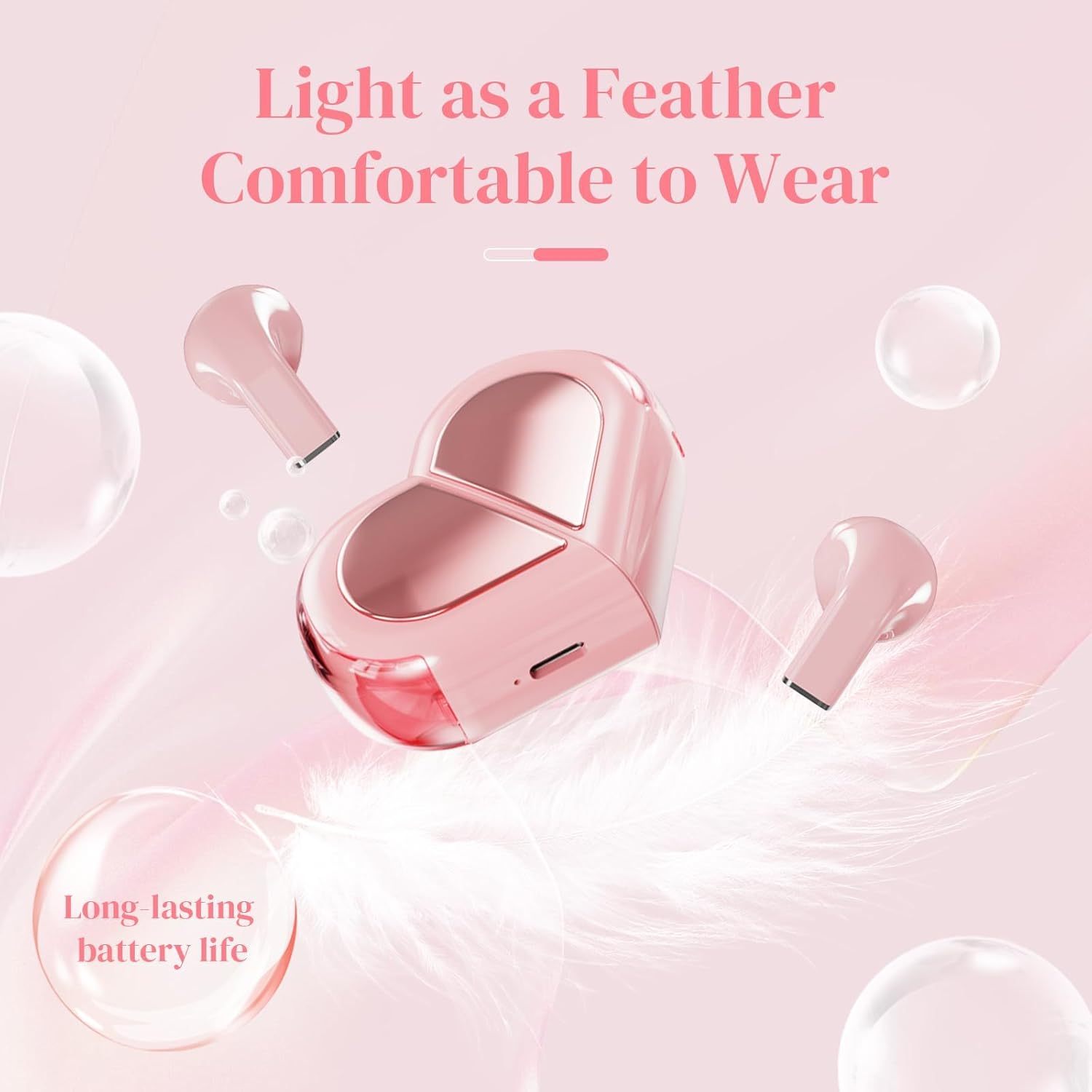 Heart Wireless Earbuds – Cute Mini Bluetooth Earbuds for Girls and Kids