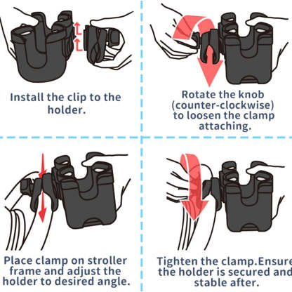 3-in-1 Baby Stroller Cup Holder with Phone Stand – 360° Rotating Drink Holder