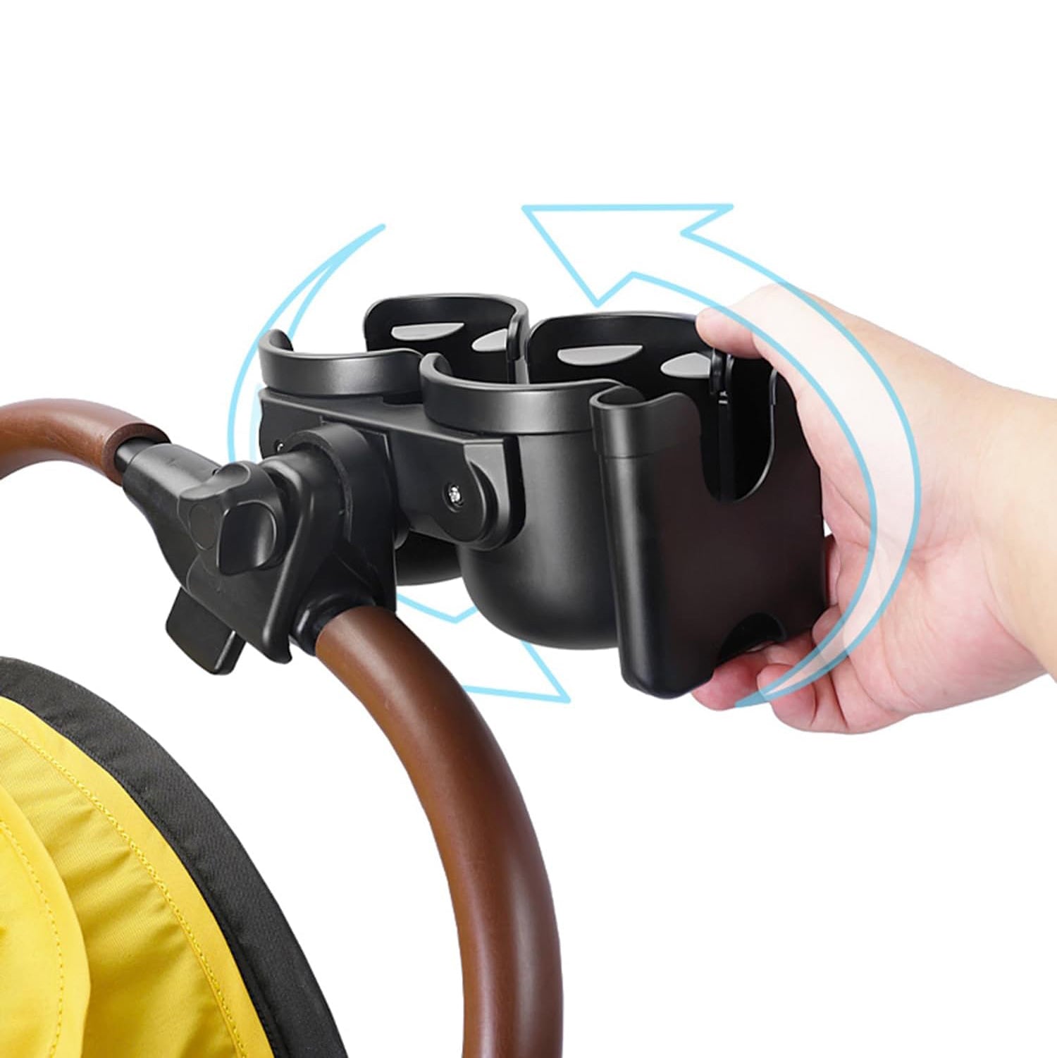 3-in-1 Baby Stroller Cup Holder with Phone Stand – 360° Rotating Drink Holder